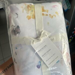 Pottery Barn- Patterned Duvet Cover - White with Multicolor Accents- King